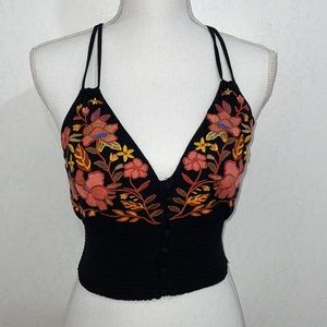 F21 Floral Button Down Crop Top